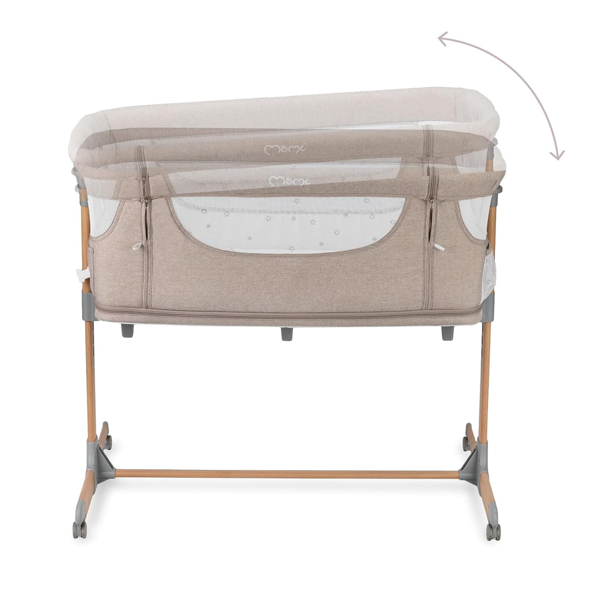 MoMi SMART BED 2.0 Kinderbett Grau mit 2 Schlafpositionen und Laufgitterfunktion für Kleinkinder