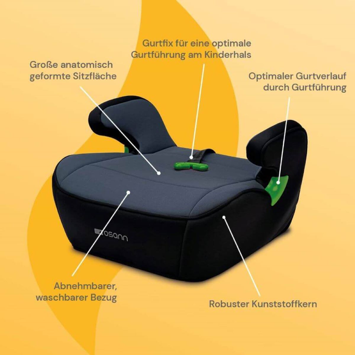 Osann Junior Gurtfix i-Size Sitzerhöhung 126–150 cm – Nero