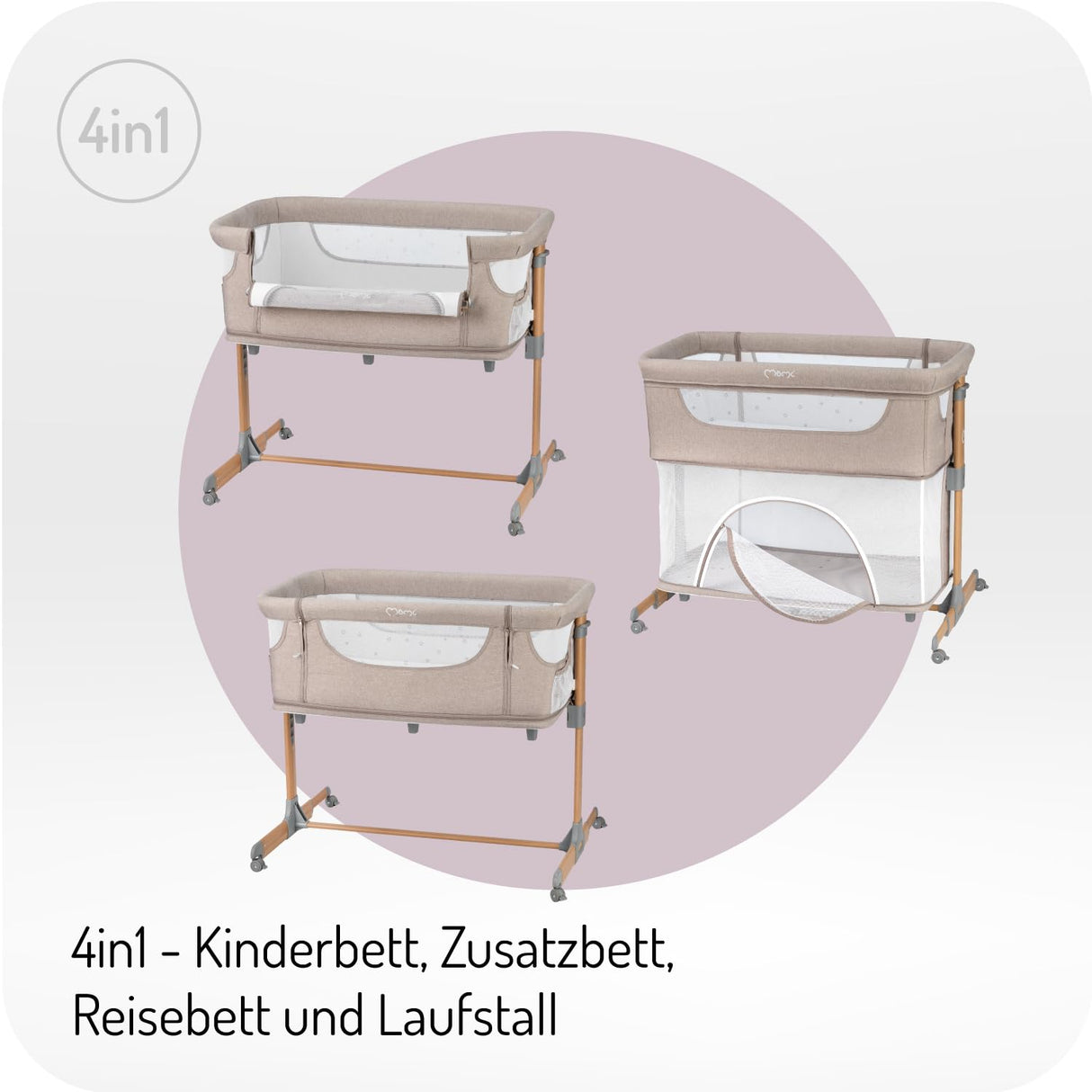 MoMi SMART BED 2.0 Kinderbett Grau mit 2 Schlafpositionen und Laufgitterfunktion für Kleinkinder