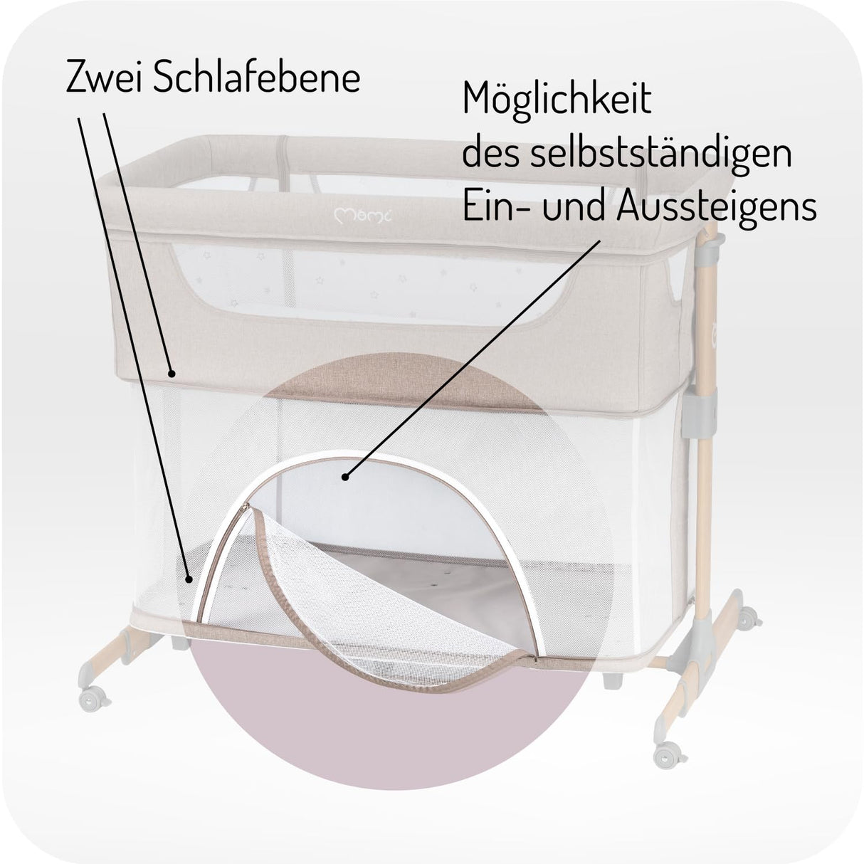 MoMi SMART BED 2.0 Kinderbett Grau mit 2 Schlafpositionen und Laufgitterfunktion für Kleinkinder