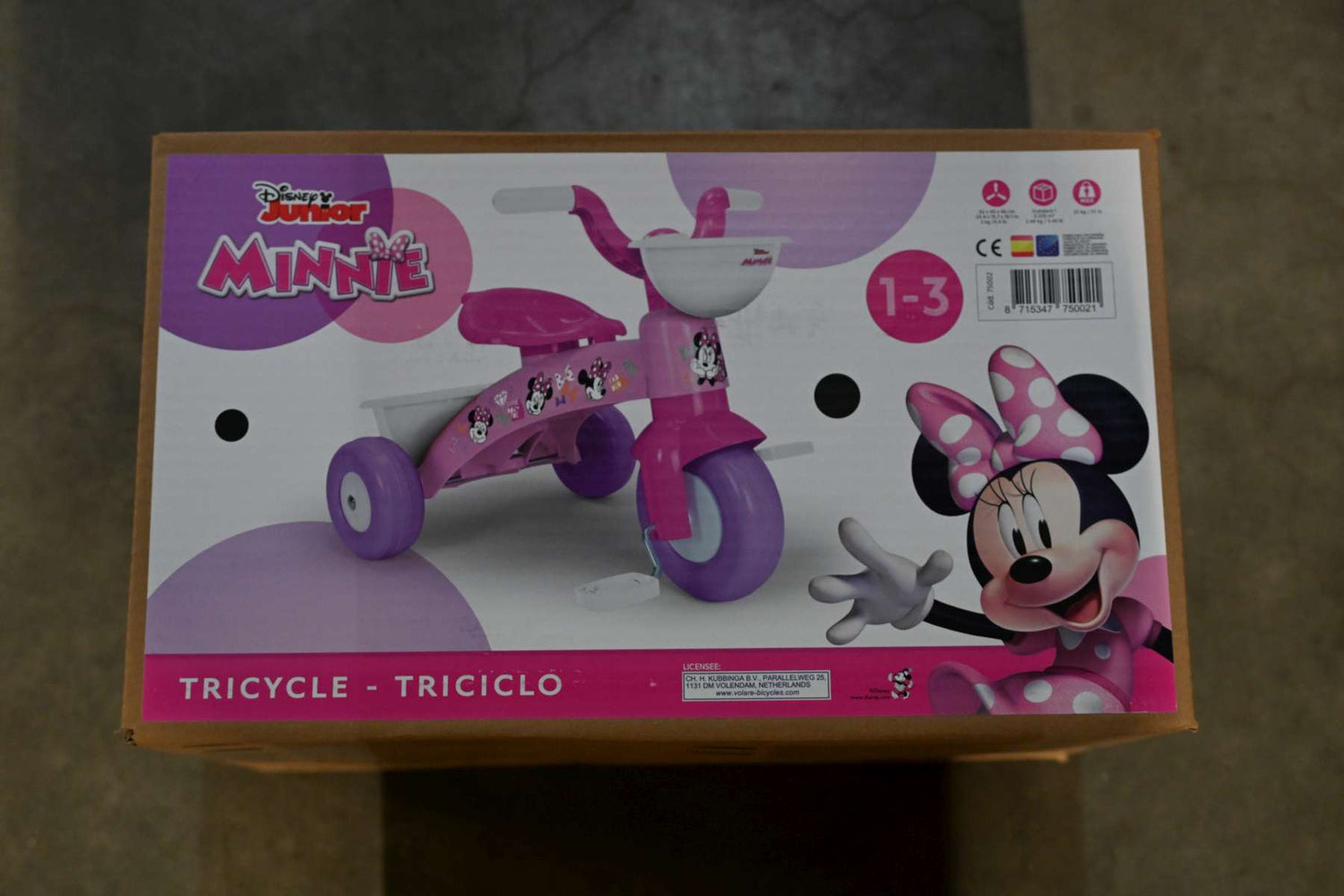 Volare Dreirad Disney Minnie für Mädchen in Rosa - Ideal für Kinder von 1 bis 3 Jahren
