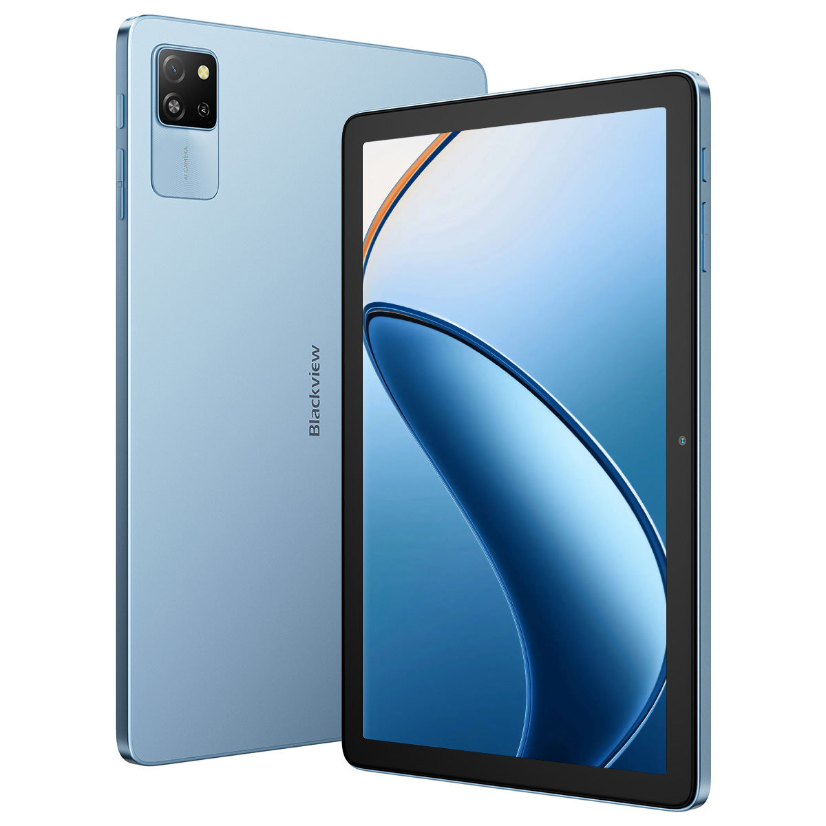 Blackview Tab 60 blau Vorder- und Rückseite – 10,1 Zoll Android 15 Tablet mit Dual-Kamera und schlankem Design