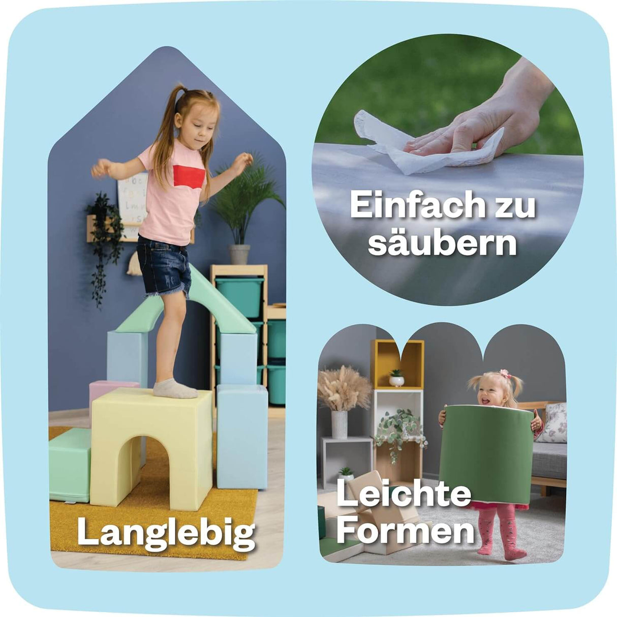 IGLU Set 16 - 4 XL Bausteine aus Schaumstoff zum kreativen spielen für Kinder - Motorik