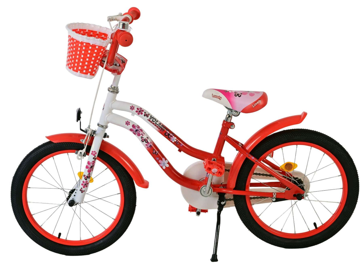 Volare Lovely Kinderfahrrad – Mädchen – 18 Zoll – Rot Weiß