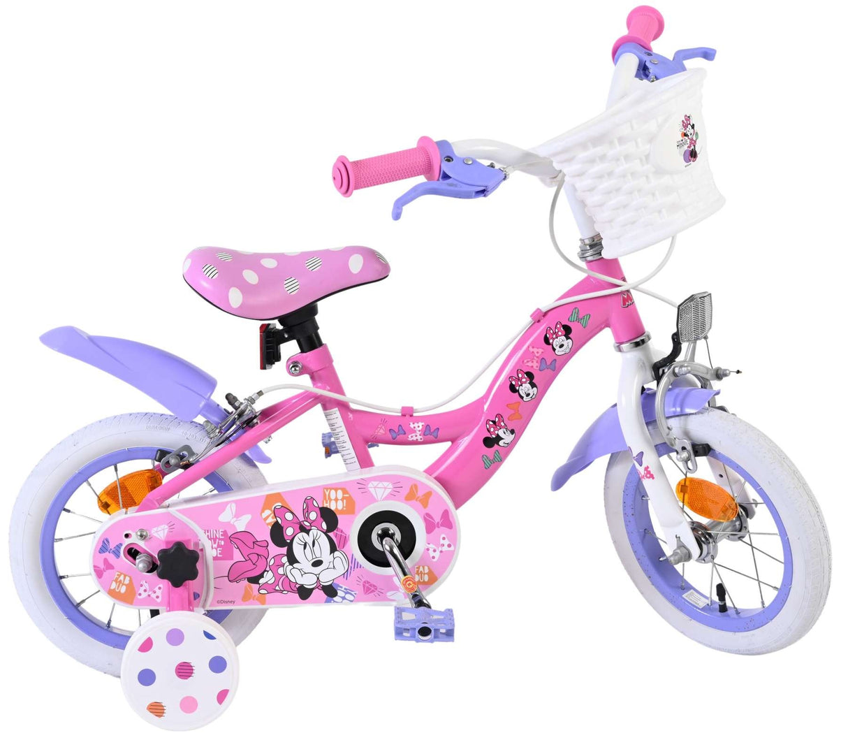 Volare Disney Minnie – die süßeste Minnie aller Zeiten! Kinderfahrrad - Mädchen - 12 Zoll - Rosa - Zwei Handbremsen