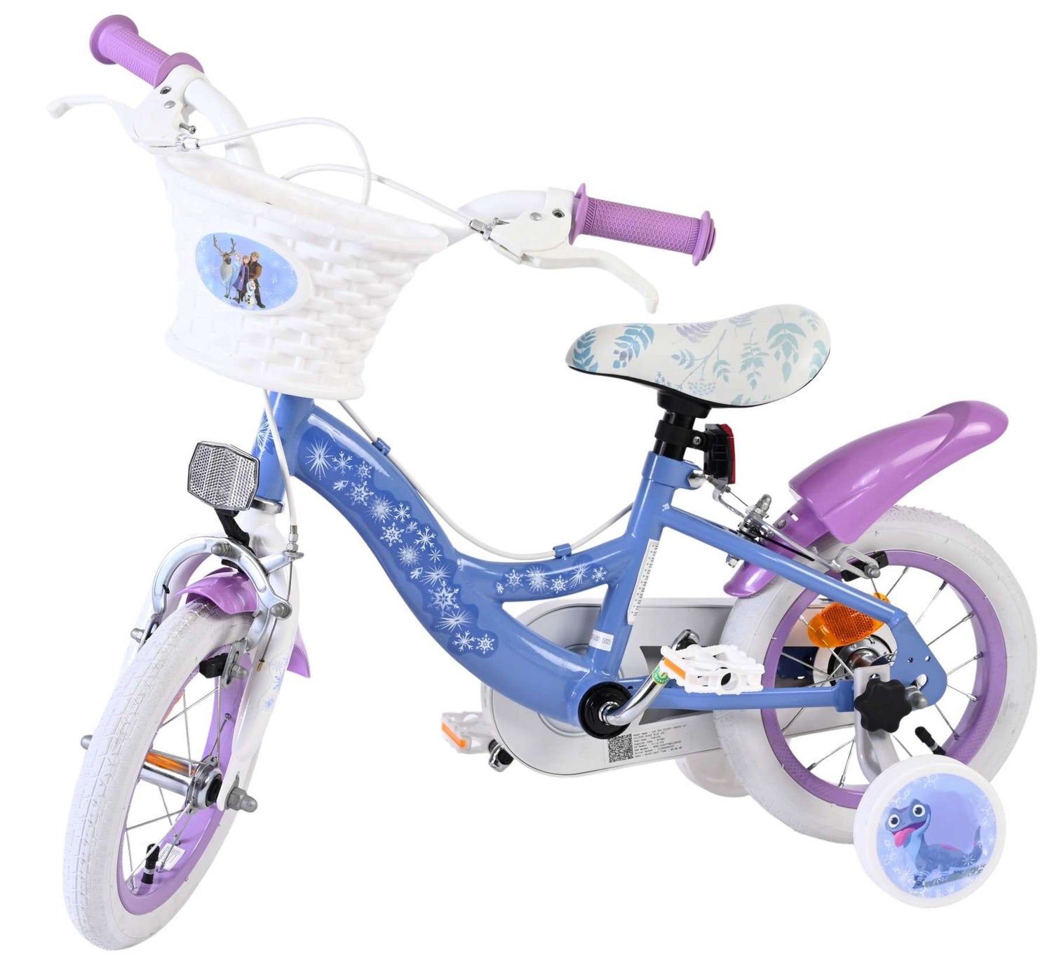 Volare Disney Frozen 2 Kinderfahrrad - Mädchen - 12 Zoll - Blau/Lila - Zwei Handbremsen