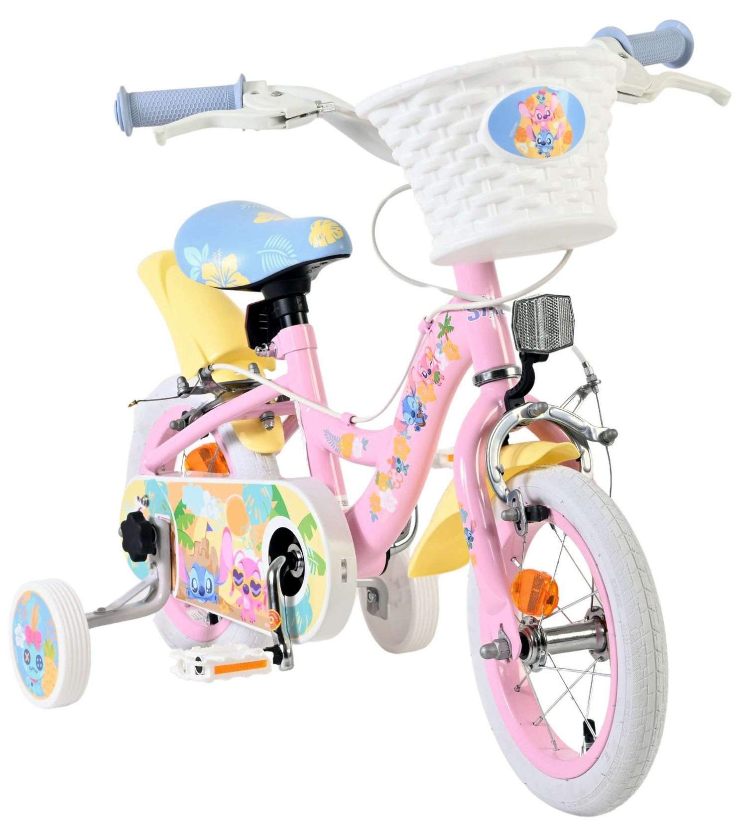 Volare Disney Stitch Kinderfahrrad – Mädchen – 12 Zoll – Zwei Handbremsen – Rosa