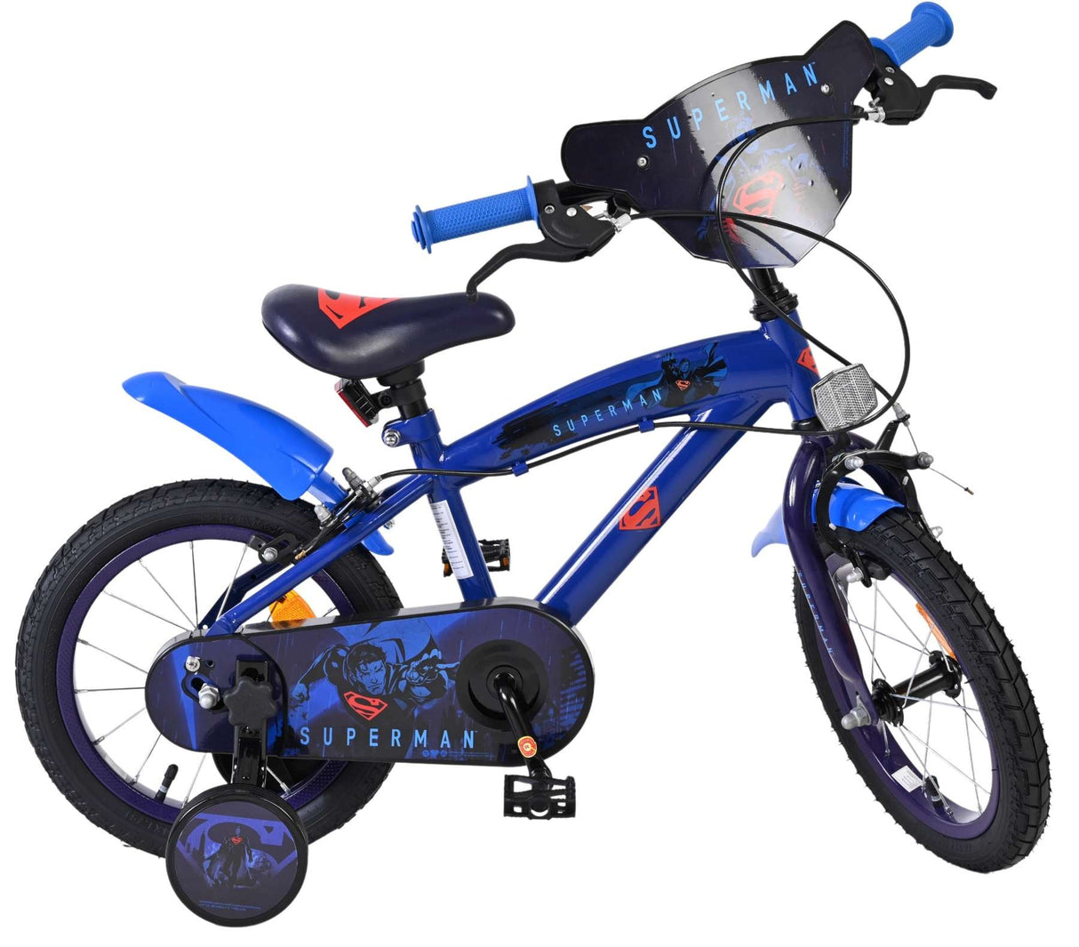 Blaues Kinderfahrrad mit Superman-Motiv und stabilen Reifen