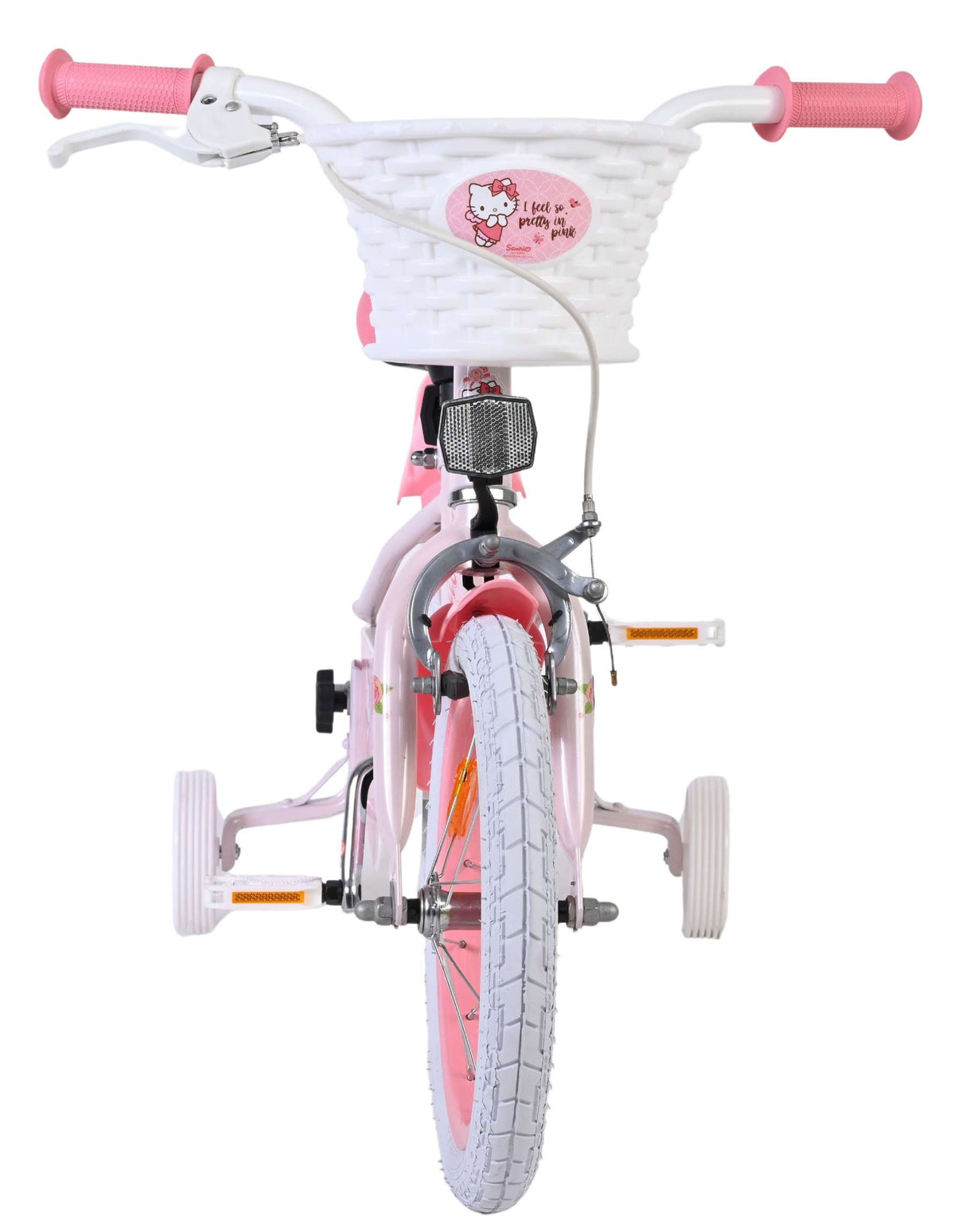 Kinderfahrrad in Rosa mit Korb und Stützrädern hinten