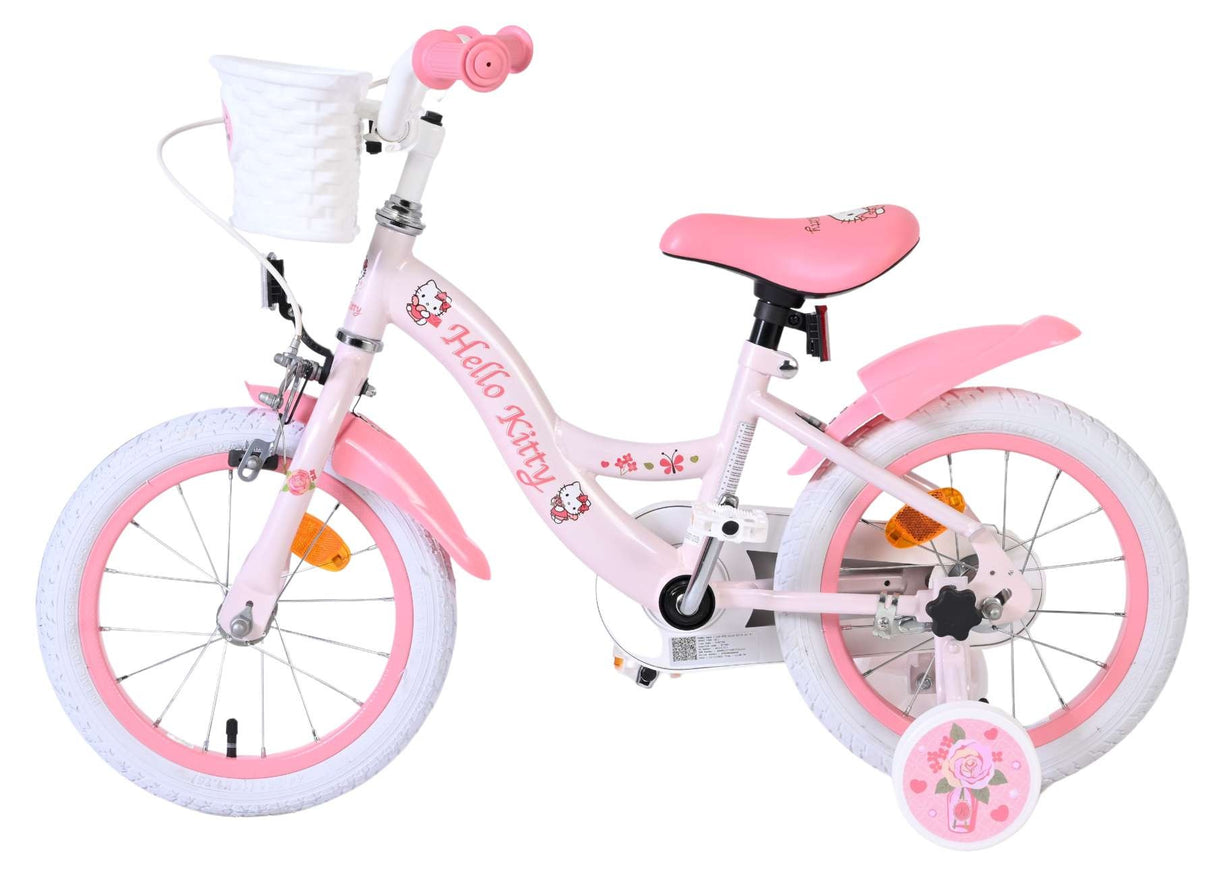 Rosa Kinderfahrrad mit Hello Kitty Design und weißen Reifen
