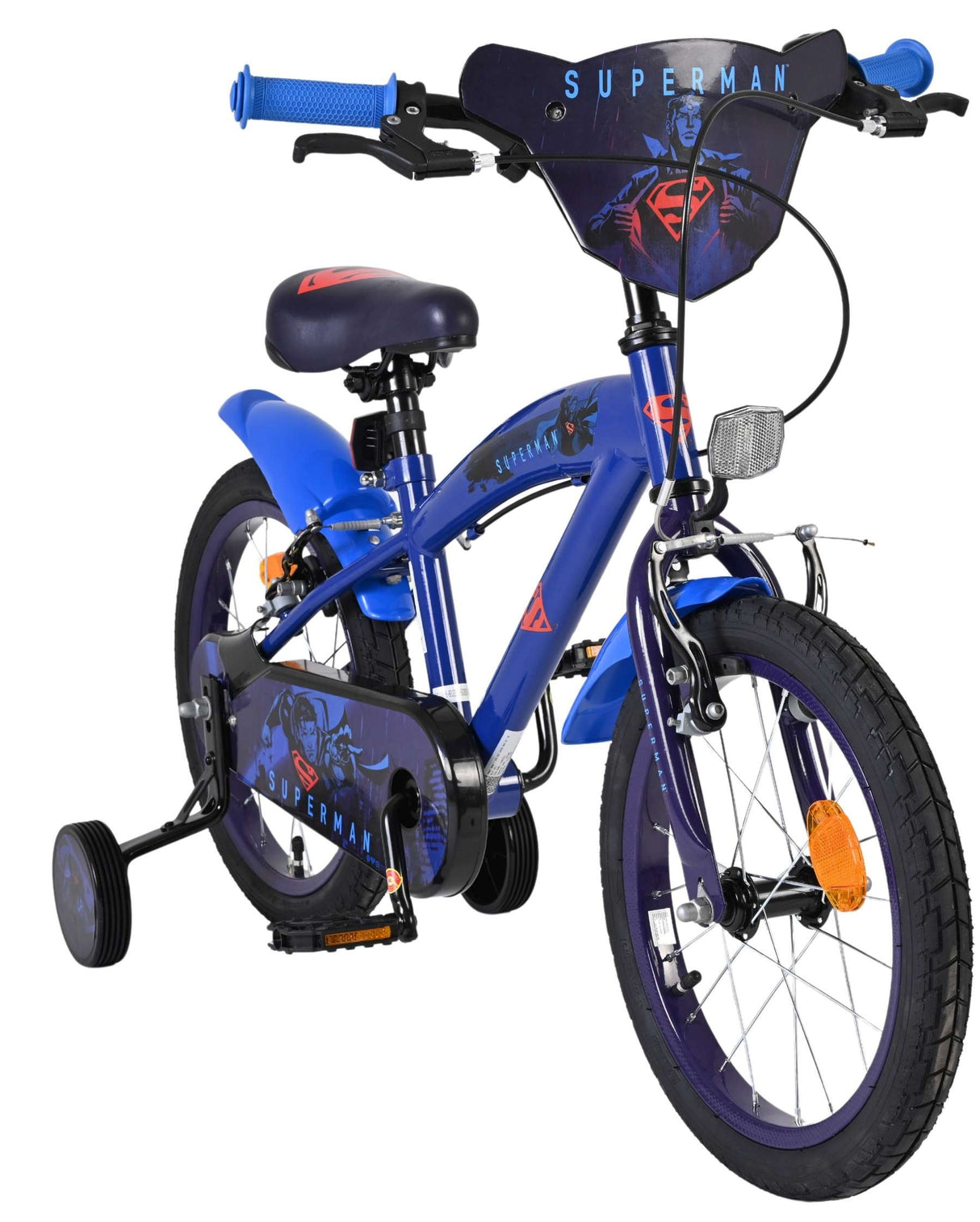 Volare Superman Kinderfahrrad - Jungen - 16 Zoll - Blau - Zwei Handbremsen