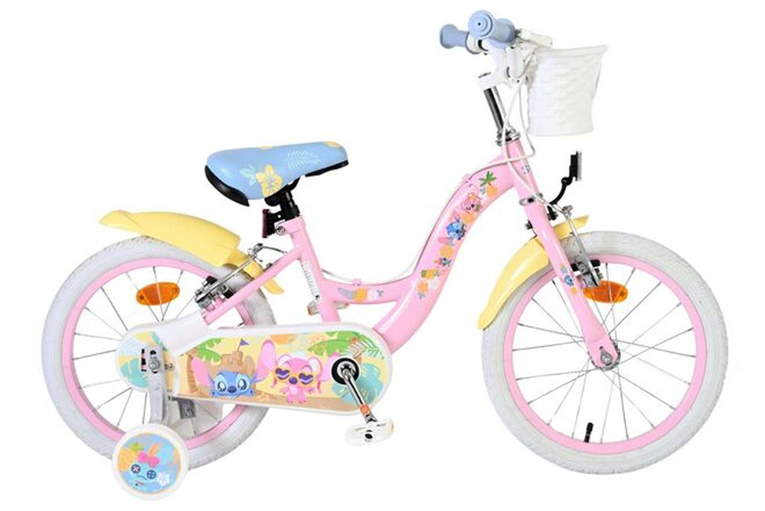 Volare Disney Stitch Kinderfahrrad - Mädchen - 16 Zoll - Rosa - Zwei Handbremsen