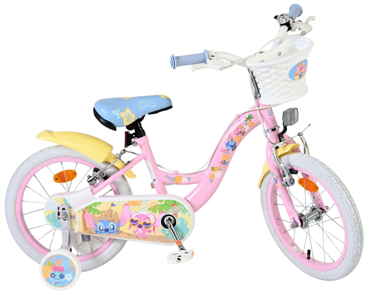 Volare Disney Stitch Kinderfahrrad - Mädchen - 16 Zoll - Rosa - Zwei Handbremsen