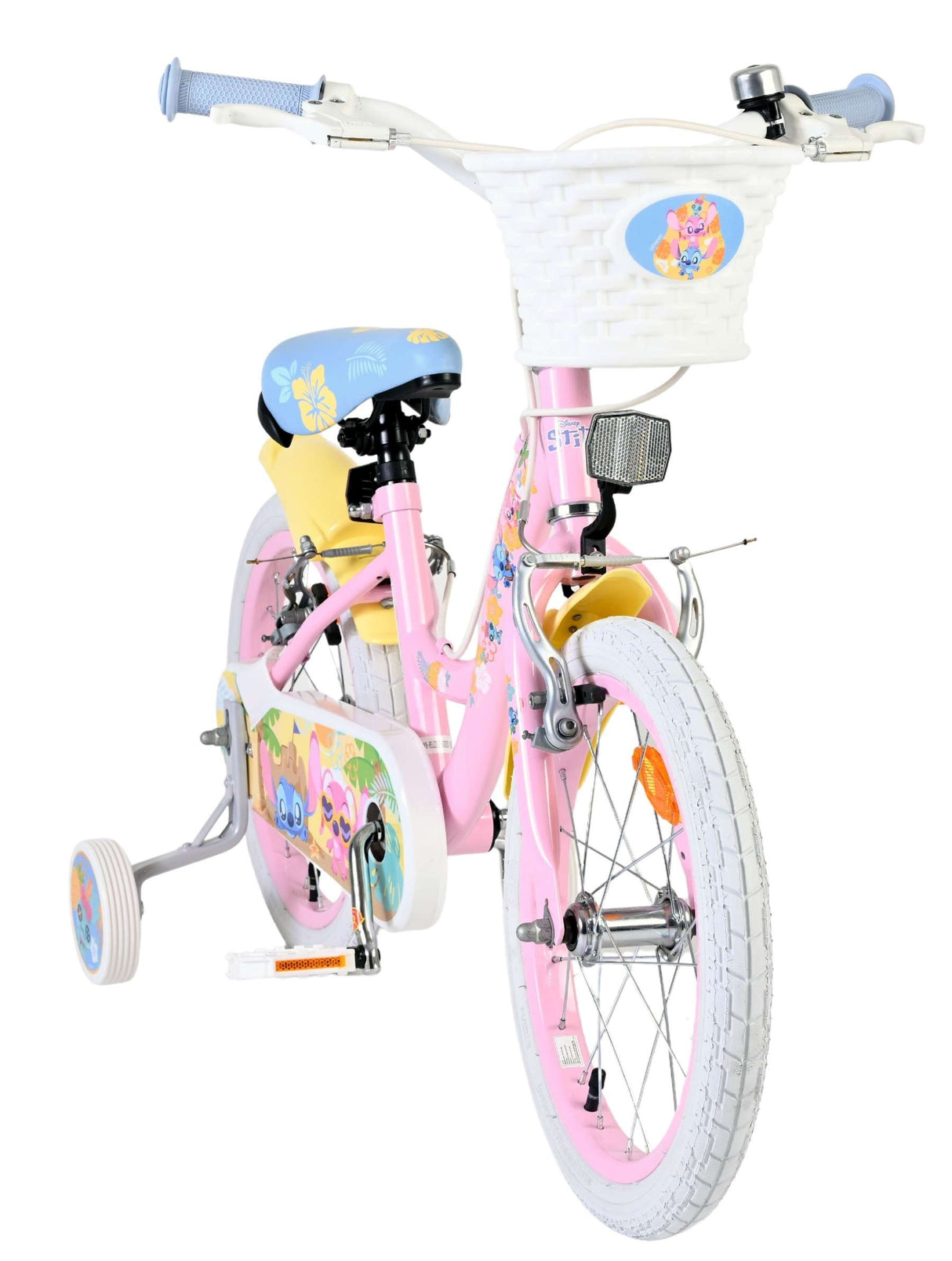 Volare Disney Stitch Kinderfahrrad - Mädchen - 16 Zoll - Rosa - Zwei Handbremsen