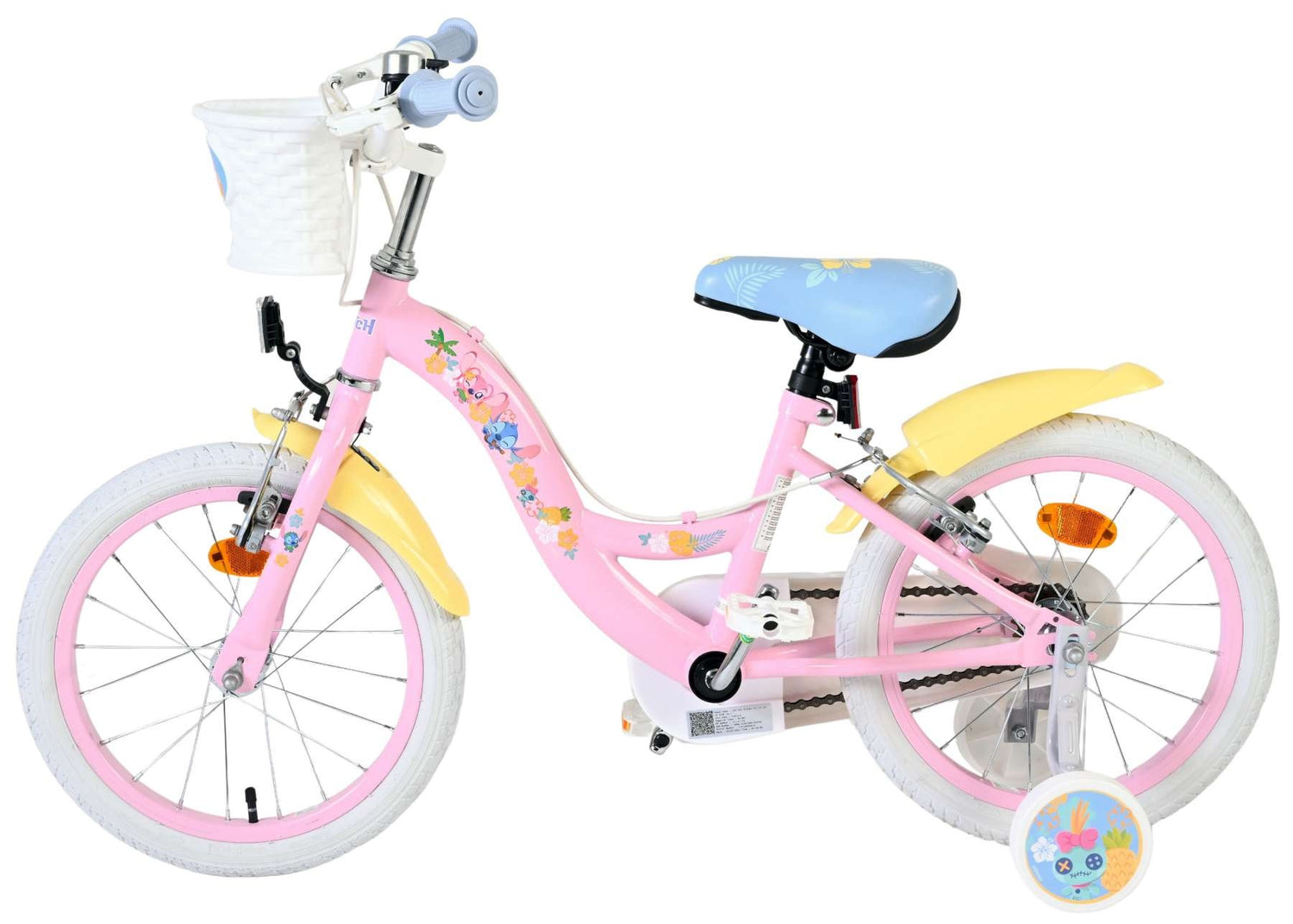 Volare Disney Stitch Kinderfahrrad - Mädchen - 16 Zoll - Rosa - Zwei Handbremsen