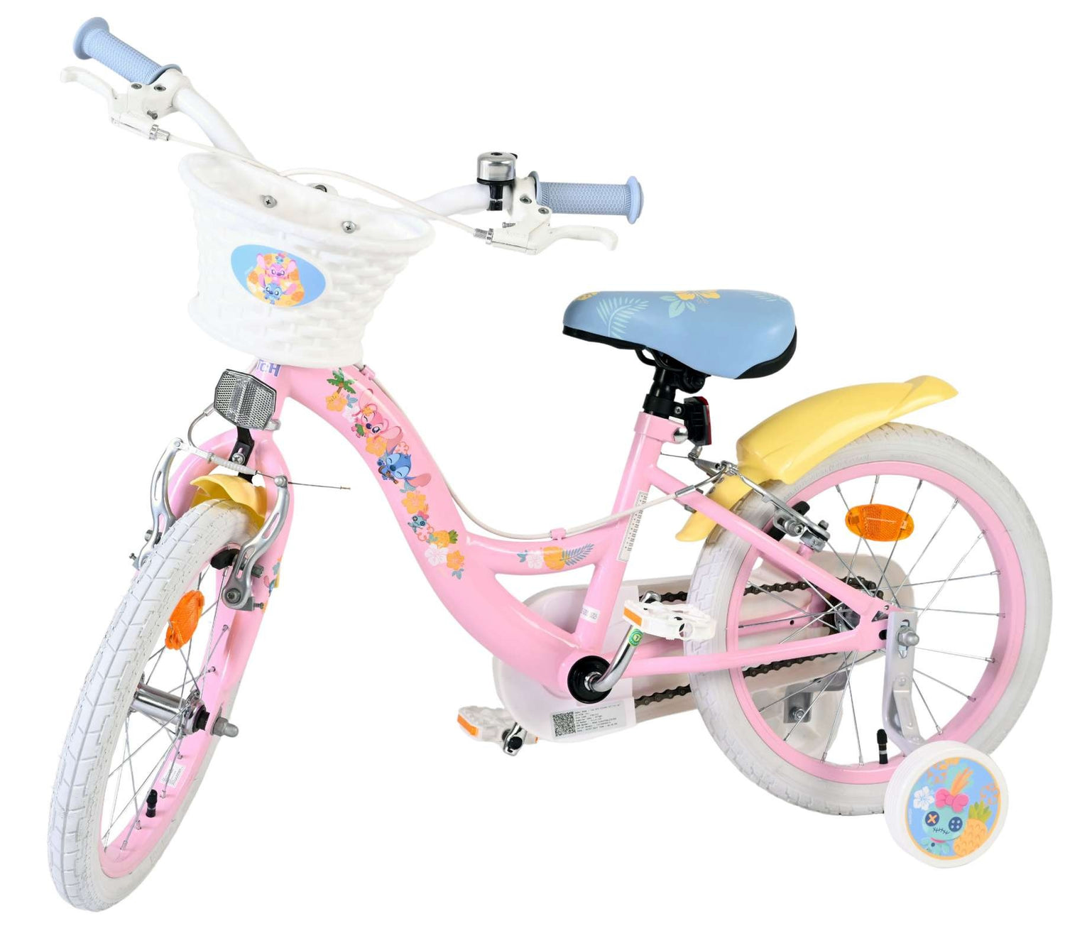 Volare Disney Stitch Kinderfahrrad - Mädchen - 16 Zoll - Rosa - Zwei Handbremsen