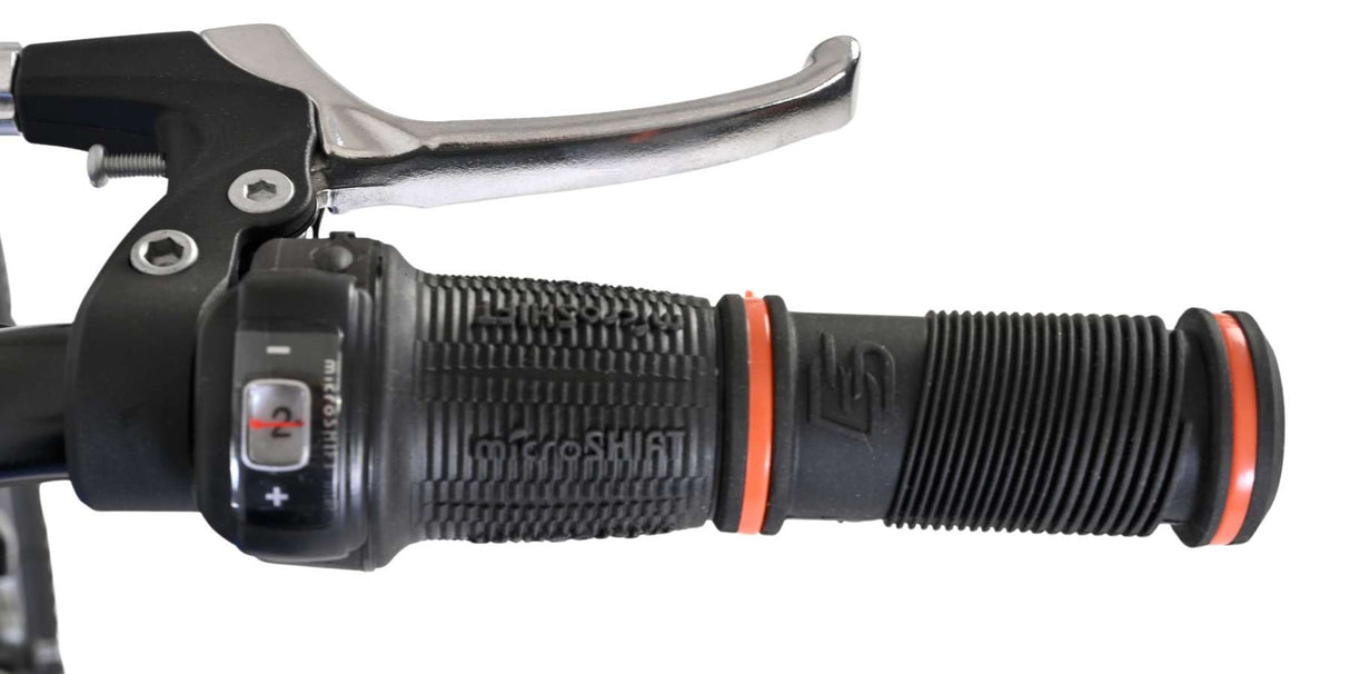 Fahrradgriff mit Schalt- und Bremshebel in Schwarz und Orange