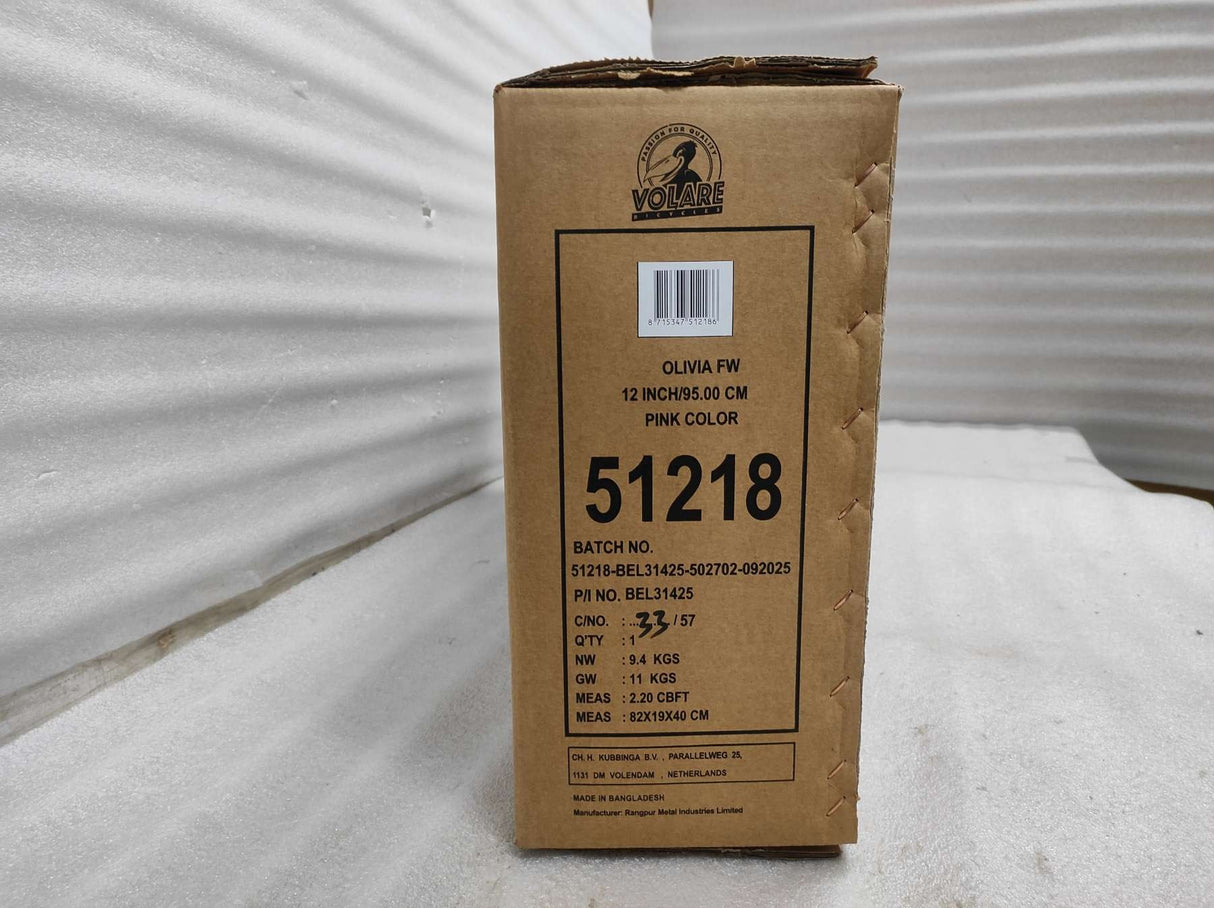Kartonverpackung mit rosa Inhalt, 12 Zoll, Gewicht 3,4 kg