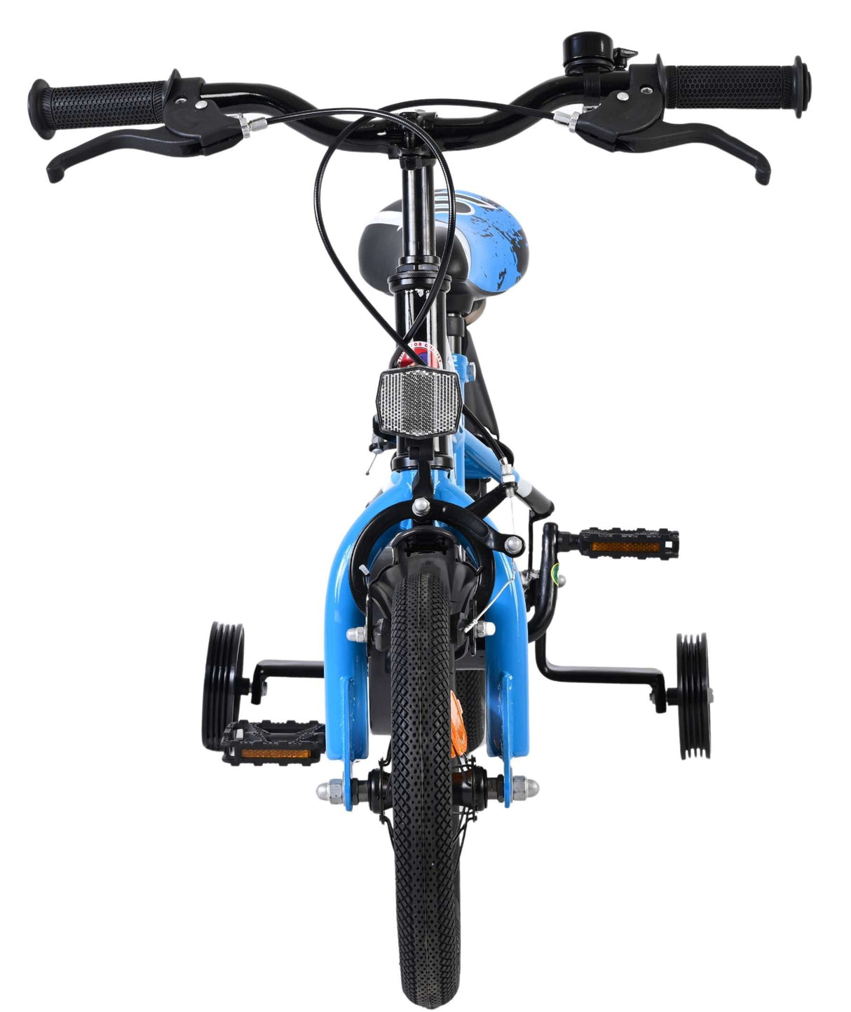 Blaues Kinderfahrrad mit zwei Rädern und verstellbarem Sattel