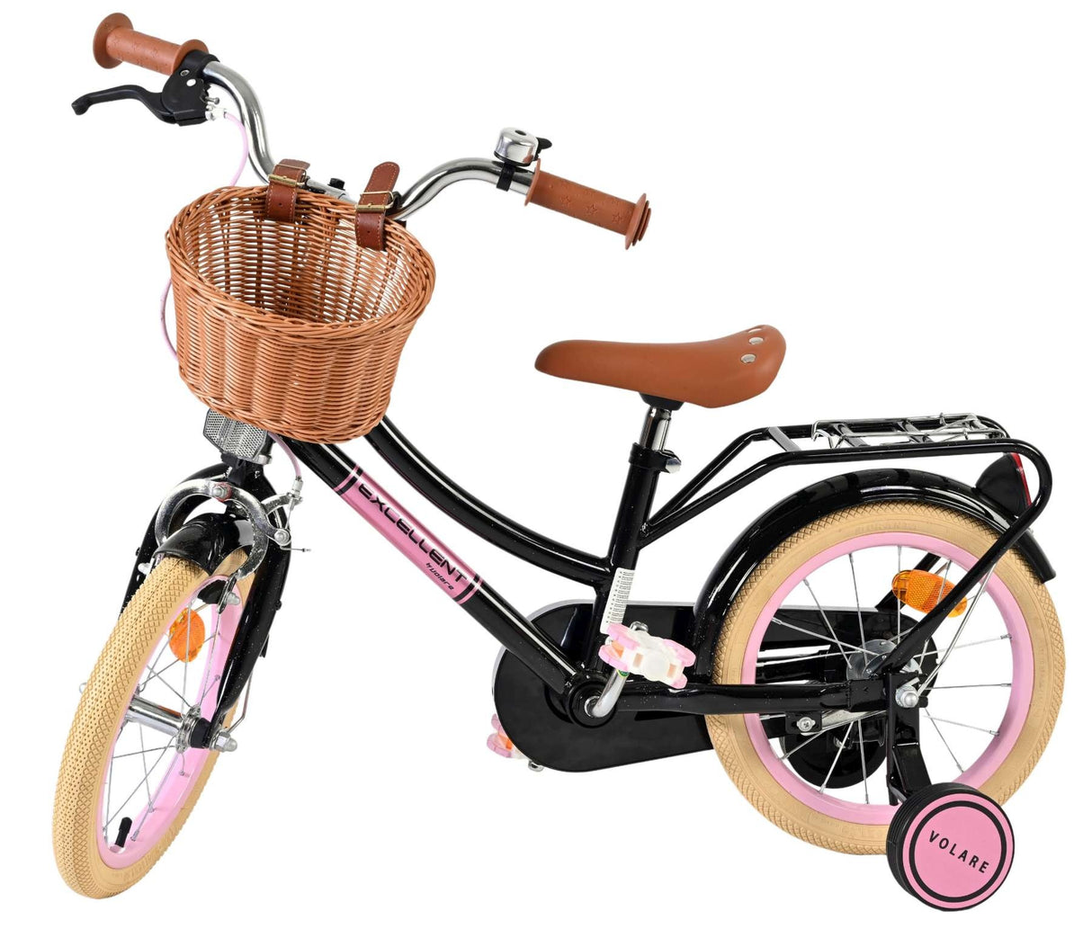 Volare Excellent Kinderfahrrad - Mädchen - 14 Zoll - Schwarz