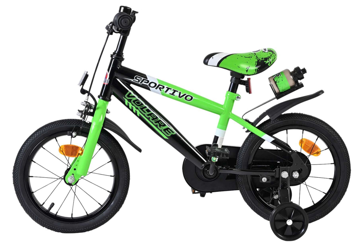 Volare Sportivo Kinderfahrrad - Jungen - 14 Zoll - Grün Schwarz