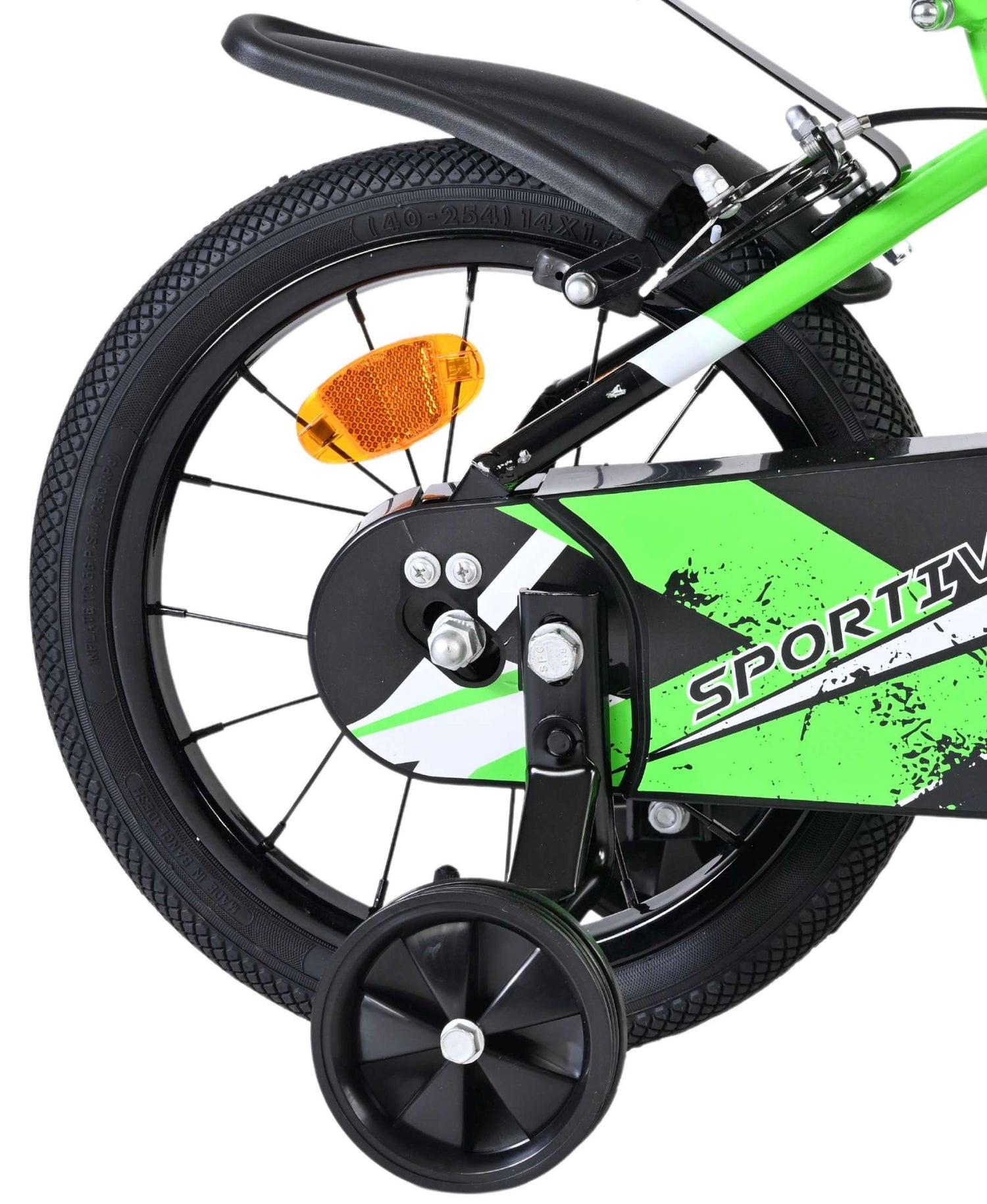 Volare Sportivo Kinderfahrrad - Jungen - 14 Zoll - Grün Schwarz - Zwei Handbremsen