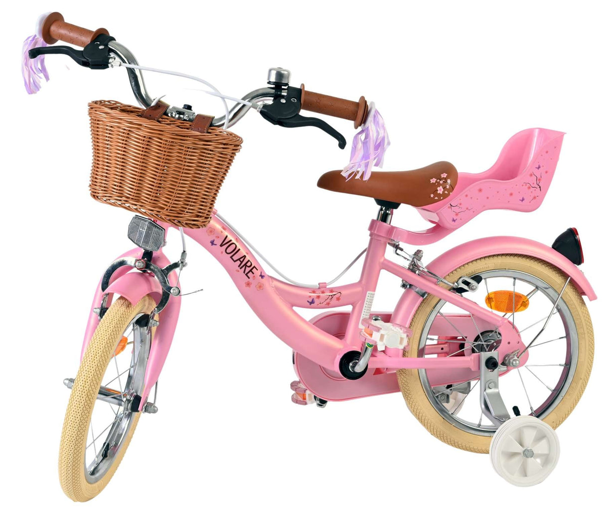 Volare Blossom Kinderfahrrad - Mädchen - 14 Zoll - Rosa - Zwei Handbremsen