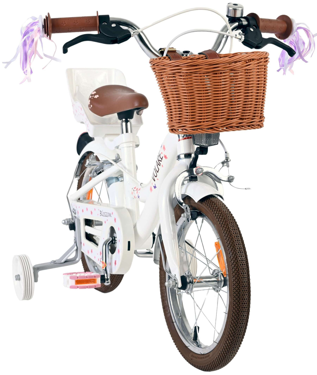 Volare Blossom Kinderfahrrad - Mädchen - 14 Zoll - Weiß - Zwei Handbremsen