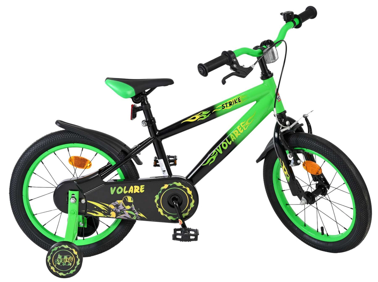 Kinderfahrrad in Schwarz und Grün mit 20-Zoll-Rädern und Schutzblechen