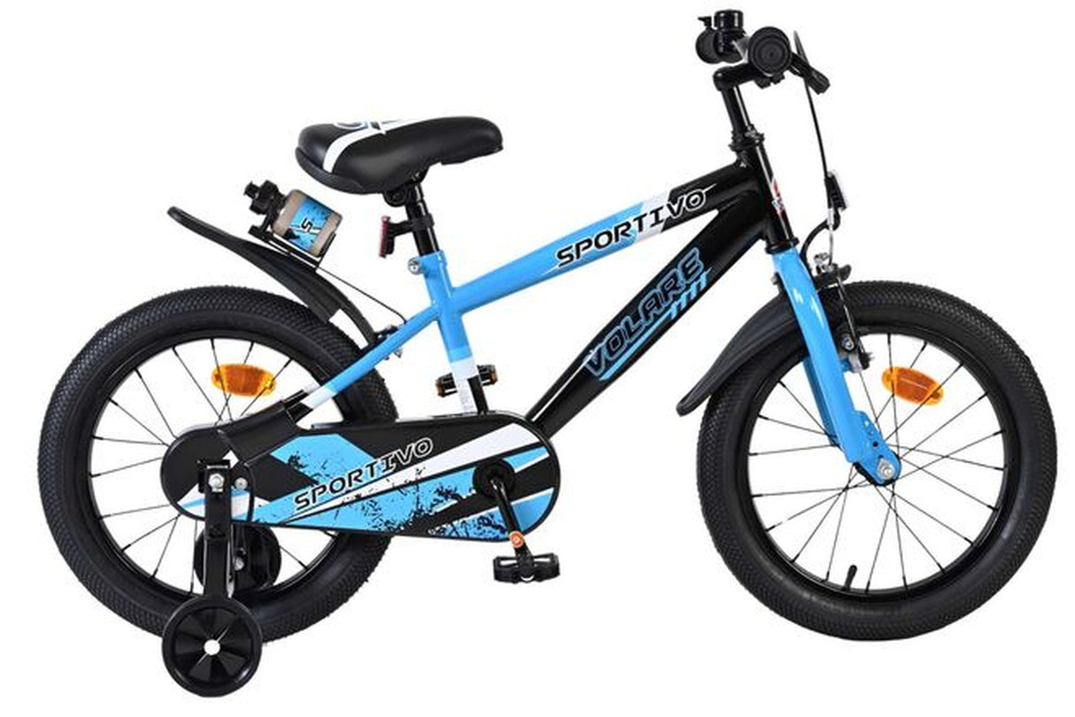 Volare Sportivo Kinderfahrrad - Jungen - 16 Zoll - Blau Schwarz