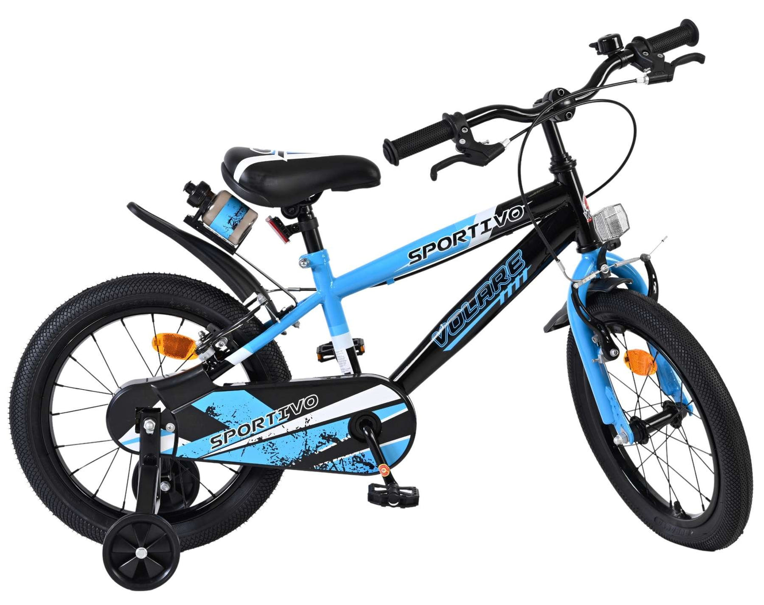 Volare Sportivo Kinderfahrrad - Jungen - 16 Zoll - Blau Schwarz - Zwei Handbremsen