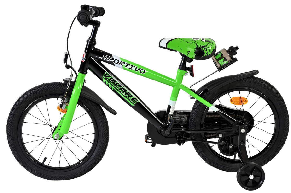 Volare Sportivo Kinderfahrrad - Jungen - 16 Zoll - Grün Schwarz