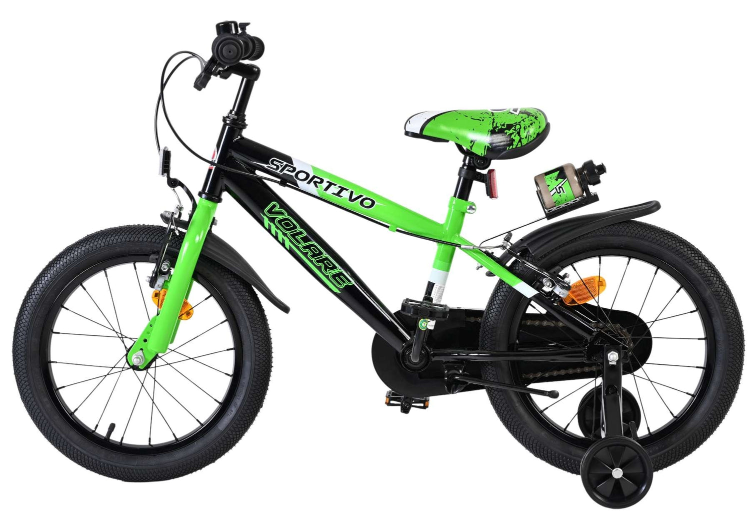 Volare Sportivo Kinderfahrrad - Jungen - 16 Zoll - Grün Schwarz - Zwei Handbremsen