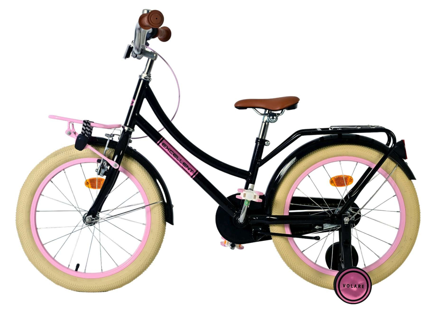 Volare Excellent Kinderfahrrad - Mädchen - 18 Zoll - Schwarz - 95 % zusammengebaut
