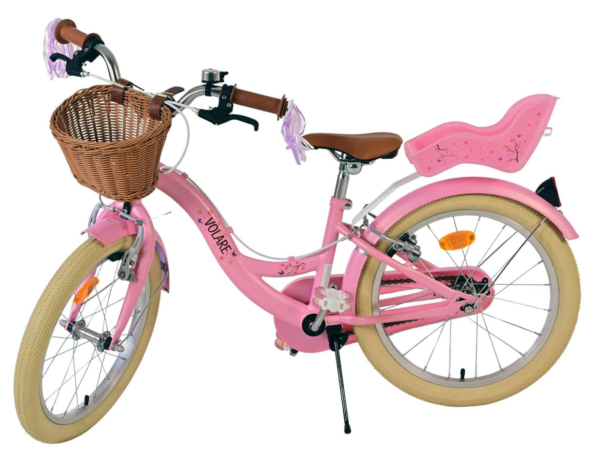 Volare Blossom Kinderfahrrad - Mädchen - 18 Zoll - Rosa - Zwei Handbremsen