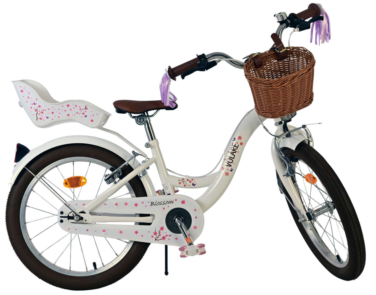 Volare Blossom Kinderfahrrad - Mädchen - 18 Zoll - Weiß - Zwei Handbremsen