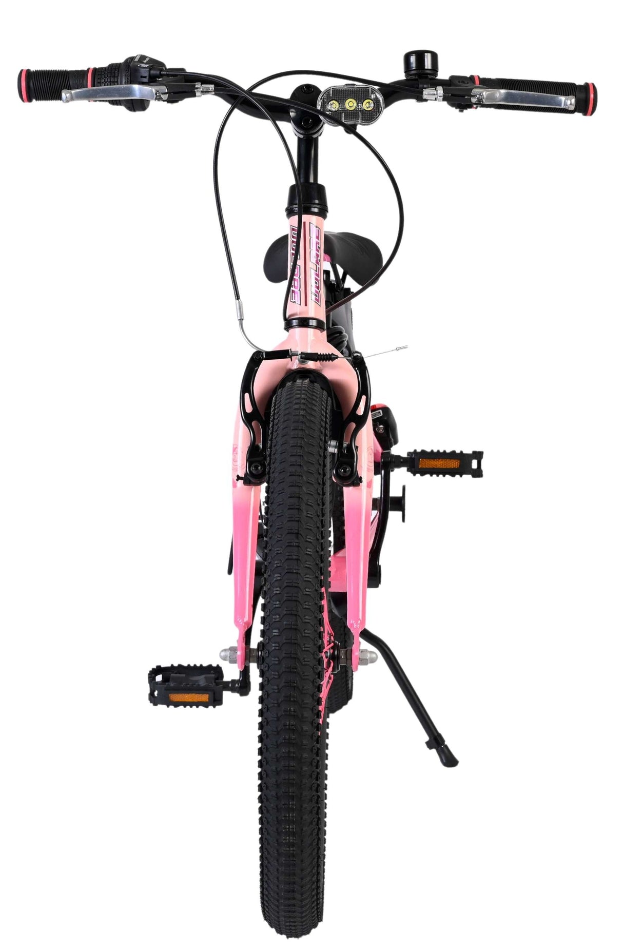 Pinkes Mountainbike mit robusten Reifen und sportlichem Design