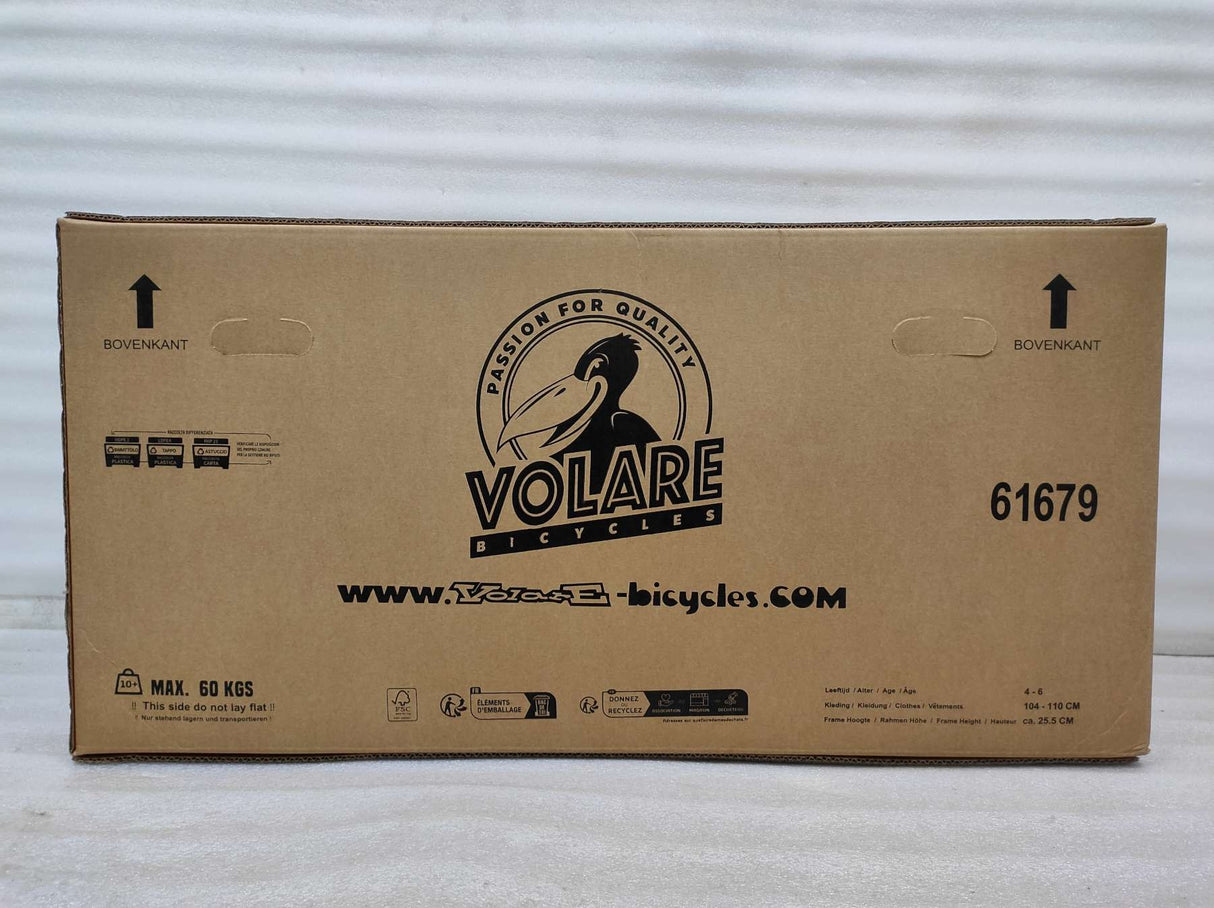 Kartonverpackung für Fahrräder mit Logo und Versandinformationen