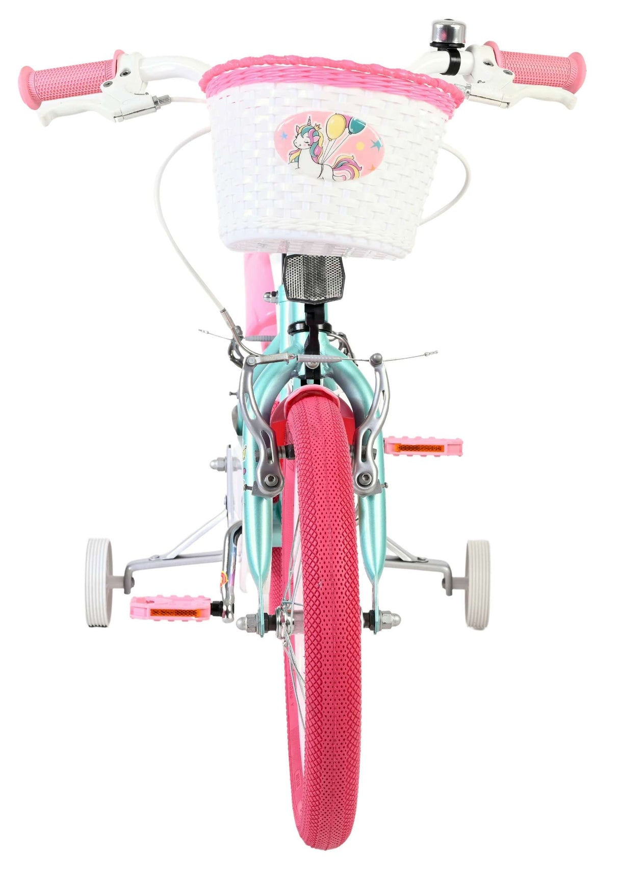 Volare Unicorn Kinderfahrrad 16 Zoll Grün mit Handbremsen und Stützrädern