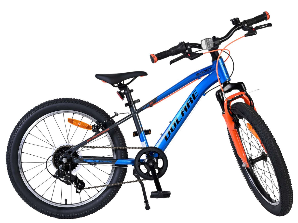 Jugendfahrrad in Blau und Orange mit 18 Gängen und Mountainbike-Reifen