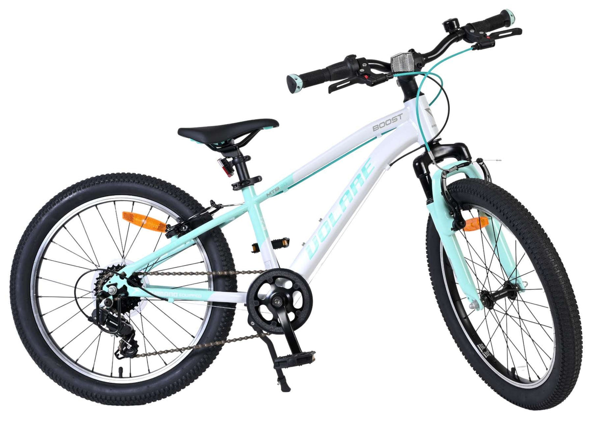 Mountainbike in Mintgrün mit 20-Zoll-Rädern und schwarzem Sattel