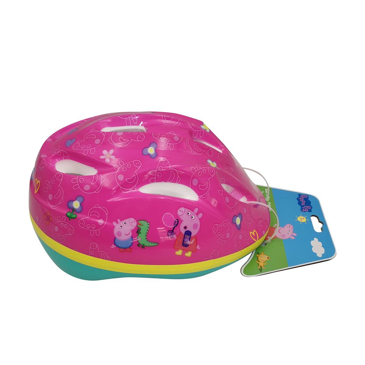 Volare Peppa Pig Fahrradhelm Rosa - Verstellbar, leicht und sicher! Kopfumfang 51-55 cm. Mit Sonnenblende und Belüftungslöchern. TÜV/GS geprüft