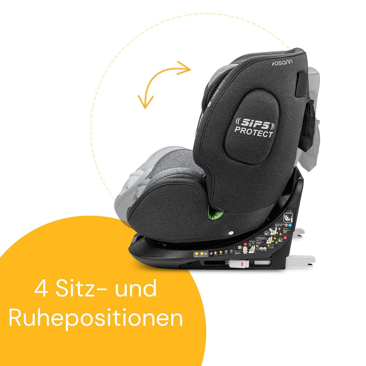 Osann One360° Kindersitz 40–150 cm – 360° drehbar, i-Size R129, Isofix & Top-Tether, Reboarder & vorwärtsgerichtet, 14-fach verstellbar – Universe Grey