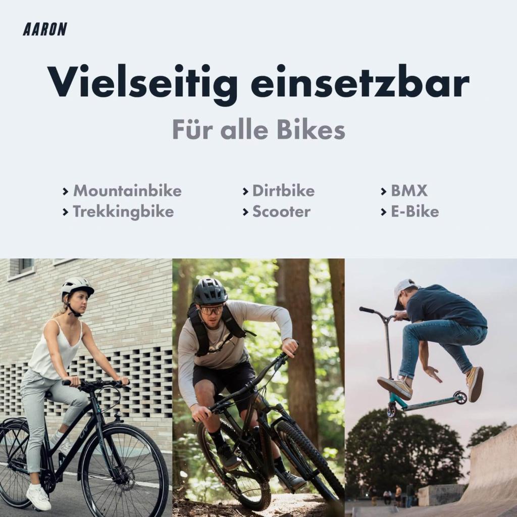 AARON MTB & BMX Fahrradgriffe, sportliche Lenkergriffe aus rutschfestem Gummi in Schwarz