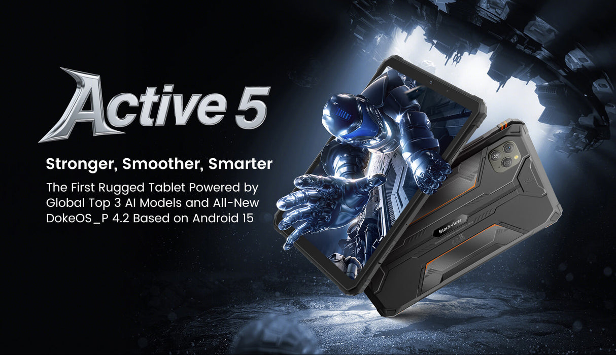 Blackview Active 5 Outdoor Tablet 8,68 Zoll – Android 15, 24GB RAM (8GB+16GB), 128GB Speicher, 6600mAh Akku, 4G LTE, WiFi, NFC, IP68/IP69K stoßfest, 16MP+13MP Kamera