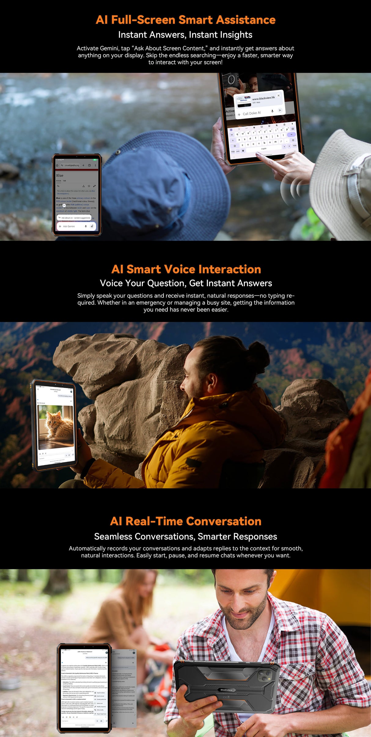 Blackview Active 5 Outdoor Tablet 8,68 Zoll – Android 15, 24GB RAM (8GB+16GB), 128GB Speicher, 6600mAh Akku, 4G LTE, WiFi, NFC, IP68/IP69K stoßfest, 16MP+13MP Kamera