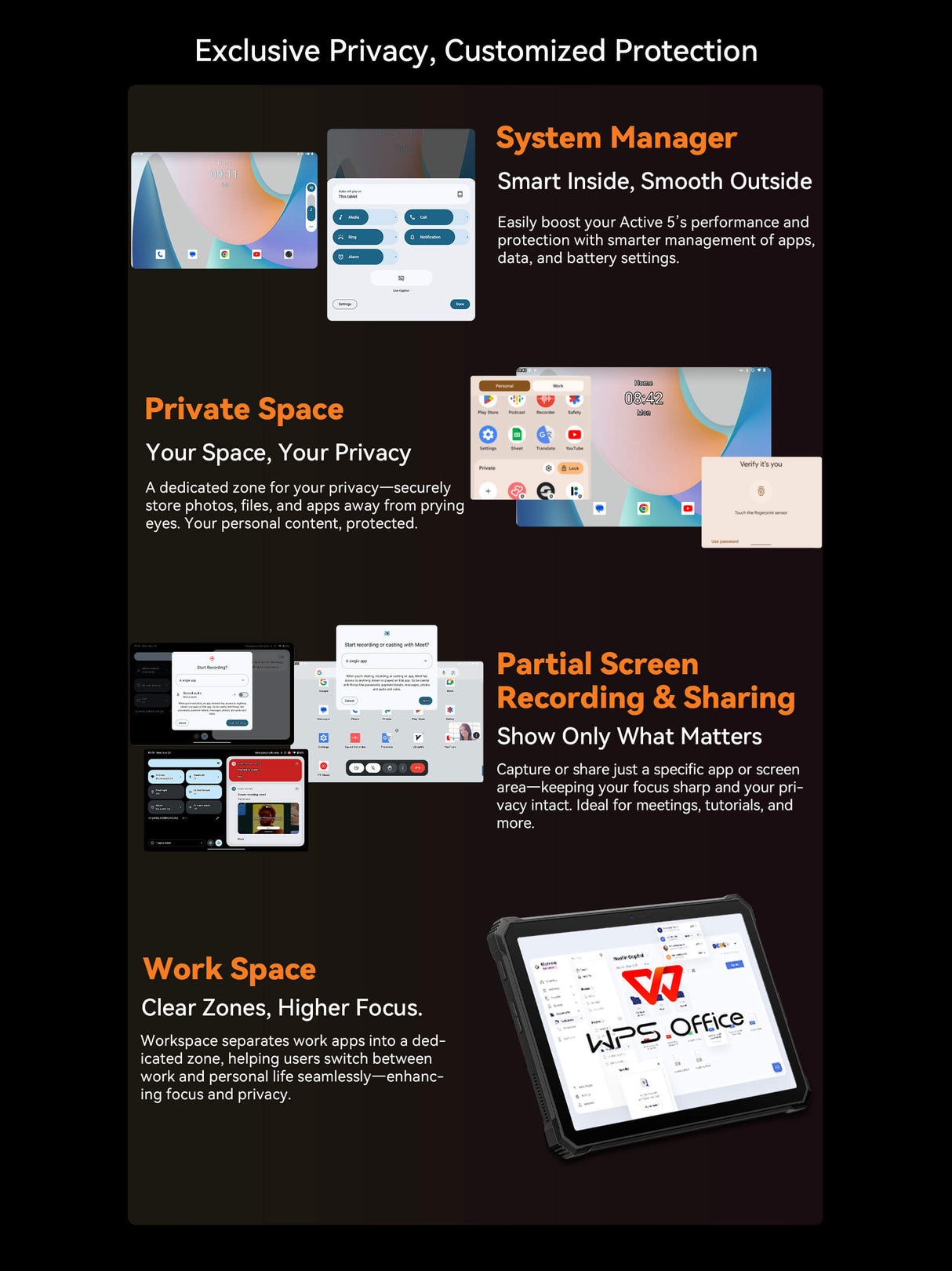 Blackview Active 5 Outdoor Tablet 8,68 Zoll – Android 15, 24GB RAM (8GB+16GB), 128GB Speicher, 6600mAh Akku, 4G LTE, WiFi, NFC, IP68/IP69K stoßfest, 16MP+13MP Kamera