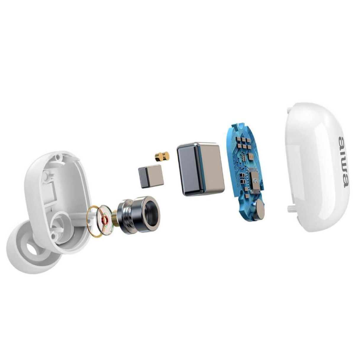 Aiwa EBTW-150WT Weiß Drahtlose Kopfhörer Bluetooth 5.0 10 m Reichweite ANS Voice Assistant TWS