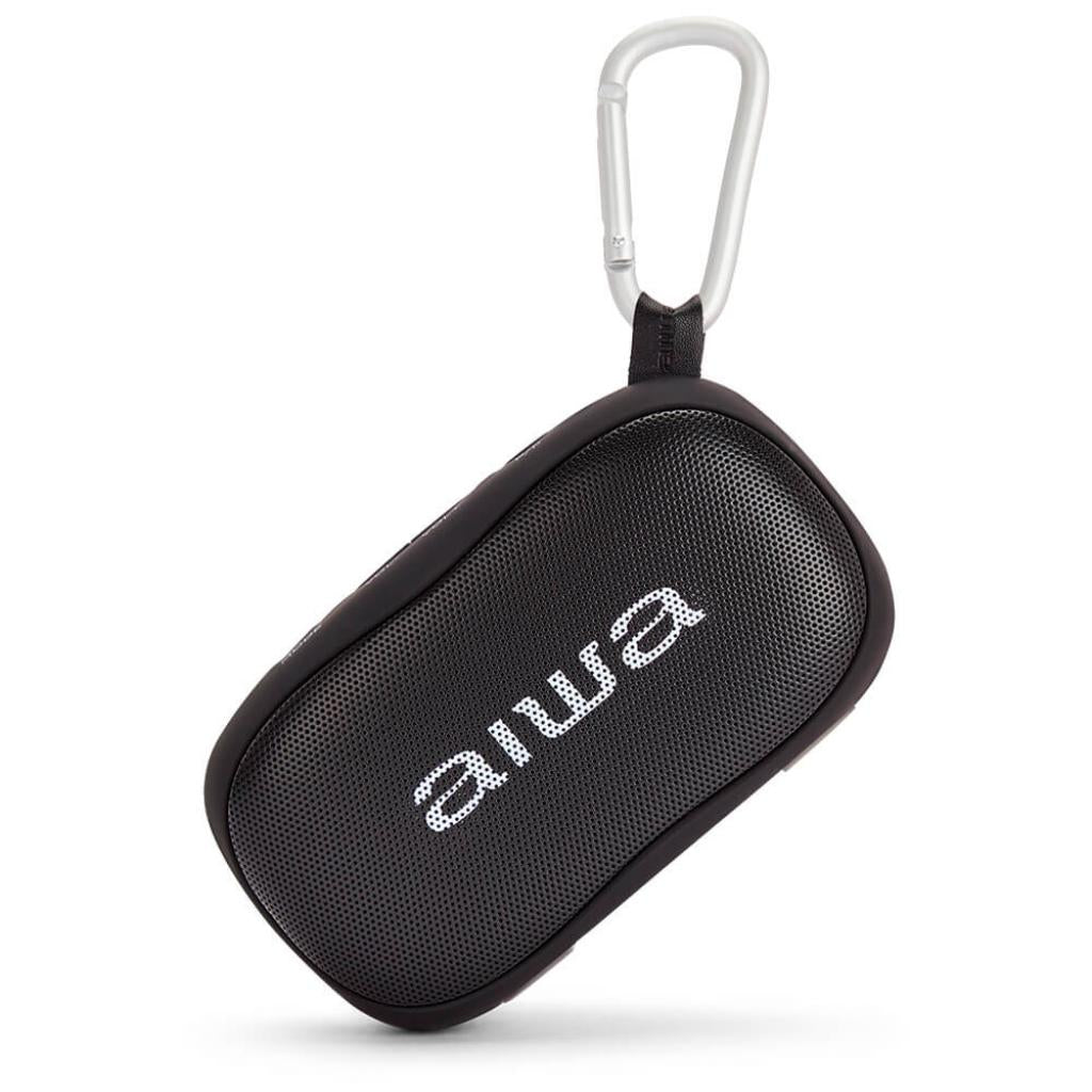 Aiwa BS-110BK Mini Bluetooth Lautsprecher mit Karabiner 10W HyperBass Musik Box