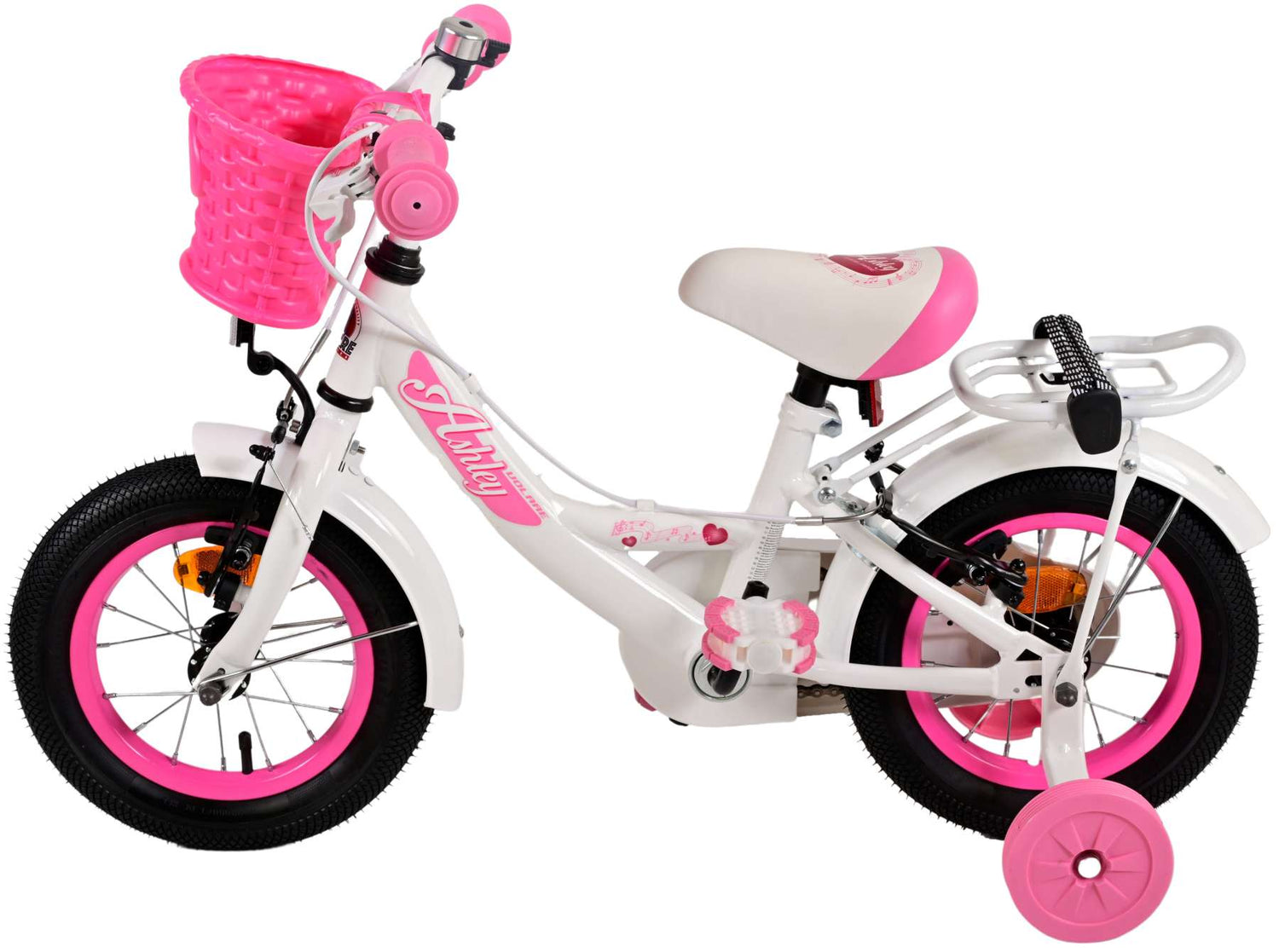 Volare Ashley Kinderfahrrad - Mädchen - 12 Zoll - Weiß - Zweihandbremsen